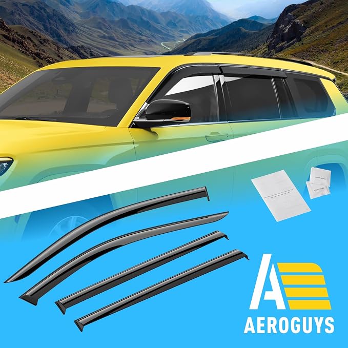 Extra Durable Window Deflectors Tape-On Window Visors Rain Guards Fit for Jeep Grand Cherokee L 2021-2026, Sun Visors, Wind Vent for Shades, Exterior Car Accessories - 4pcs. AG0185