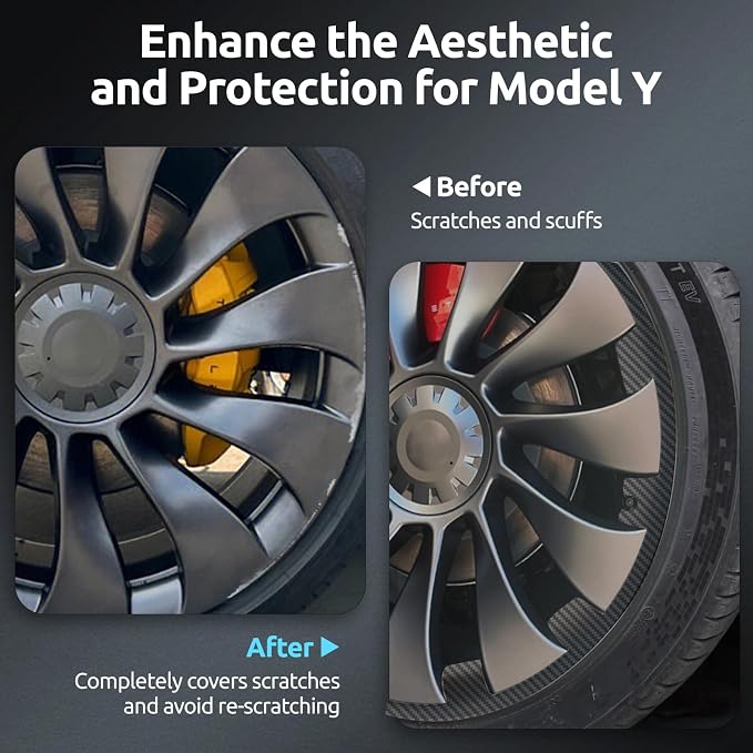 Wheel Rim Protector for Tesla Model Y Performance 21 Inch Überturbine Wheels All-in-one Car Tire Trim Rings Rim Case Hubcaps Wheel Cover 2020-2024 Model Y Accessories