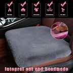 Sheepskin Car Seat Cushion, Comfortable Soft Fur Wool Auto Front Seat Cover, Vehicle Seat Protector Pad for Warm Winter Office Chair, Universal Decor Car Accessories (Gray)