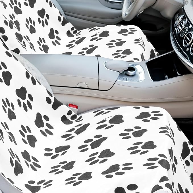 Car Seat Towel Covers with Storage Bag, 63 x 32 Inch Universal Non Slip Waterproof Sweat Protector for Car Truck, Gym Swimming Running, Machine Washable(2 Pack,Dog Footprints)