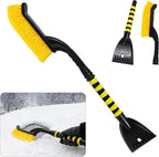 26" Snow Brush & Ice Scraper for Car Windshield Window, 2-in-1 Detachable Snow Removal Scraper, Scratch Free Snow Removal Tool with Ergonomic Foam Grip, Winter Car Accessories (Yellow)