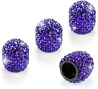 4 Pack Handmade Crystal Rhinestone Tire Valve Stem Caps, Universal for Cars, Trucks and Motorcycles - Deep Blue