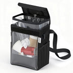 Car Trash Can with Clear Window, Multipurpose Car Organizer Storage for Baby Travel Essentials, Leakproof Car Garbage Bin with Removable Liner for Backseat Console (2.1Gallon/8L)
