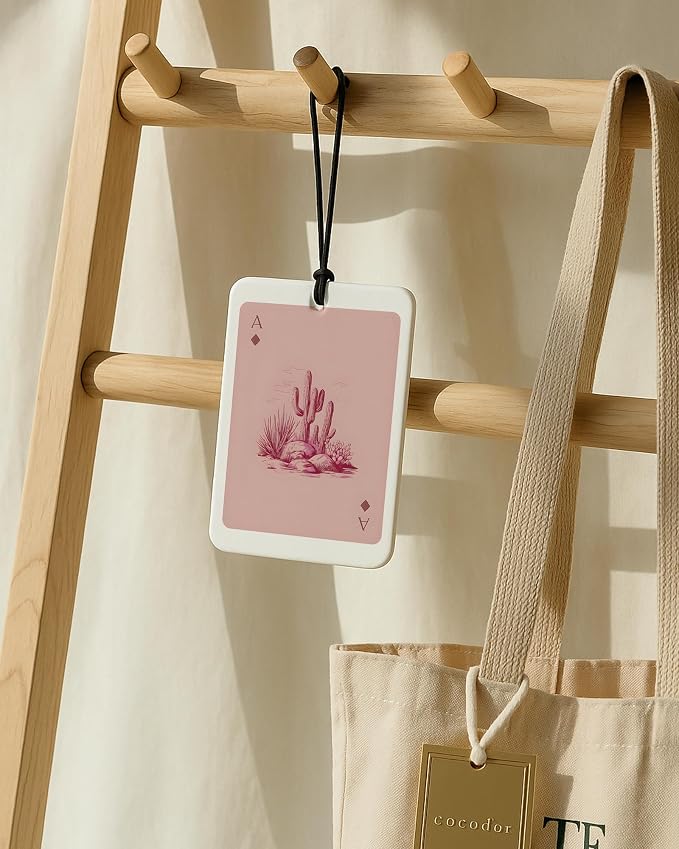 Boho Red Western Car Air Freshener 4 Pcs, Preppy Cowgirl Cow Skull Cactus Ace Card Hanging Air Freshener for Cars Closet Drawer Books, Cute Western Car Accessories Mirror Decor for Women