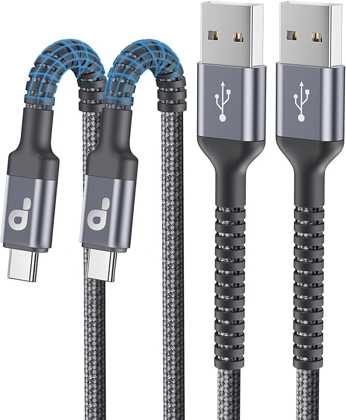 USB to USB C Cable 3A Fast Charging [2 Pack, 6FT], USB A to USB C Charger Cord, Upgraded Extra Durable Braided USBC Cable Compatible with iPhone 17 16 15 Pro Max,Samsung Galaxy S26 S10 S9 and More