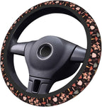 Mushroom Steering Wheel Cover 3Pcs Set Woodland 15" +2 Car Coasters | Anti-Slip Breathable Neoprene, Universal Fit, Fern Pattern, Car Interior Accessories, Cute Nature Gift for Men Women