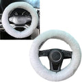 Fluffy Steering Wheel Cover for Women Fuzzy Steering Wheel Cover Winter Warm Faux Wool Plush Car Wheel Cover Furry Steering Wheel Protector Universal Fit 15 Inch (White)