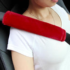 Soft Faux Fur Universal Fit Seatbelt Cover Car Truck SUV Airplane Seat Belt Shoulder Pad for Carmera Backpack Straps Neck Cushion Protector 2 Pack 10.5in Red