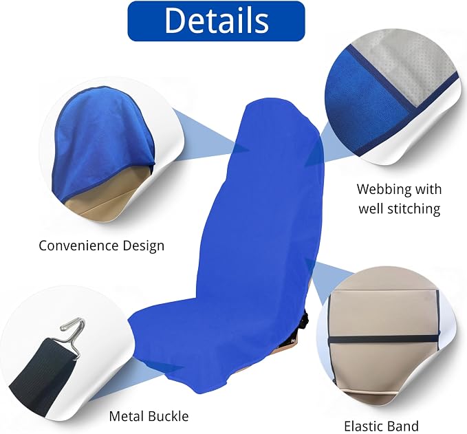 Waterproof Car Seat Cover for Front Seats, Protector for Cars SUVs Trucks, Sweat Towel Seat Covers Bucket for Gym,Workout,Beach,Hiking,Running Swimming (Blue, 1PC)