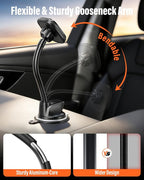 Upgraded for MagSafe Car Mount, Magnetic Car Phone Holder with Flexibile Gooseneck Arm, Suction Cup Holder for Windshield Window Dashboard, Fit for iPhones Smartphones