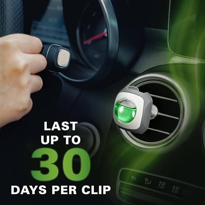Green Tea Scent Car Air Freshener Vent Clip 6 Ct | Long Lasting Up To 180 Days Car Refresher, Auto Interior Odor Eliminator Fragrance Oil Perfume Accessory, 4ml Each