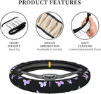 Purple Butterfly Car Steering Wheel Cover Non-Slip