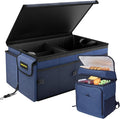 Car Trunk Organizer with Cooler - 65L Collapsible Trunk Organizer with Lid, Sturdy Car Storage for SUV Auto Truck Van with Adjustable Straps and Non Slip Bottom (Blue)
