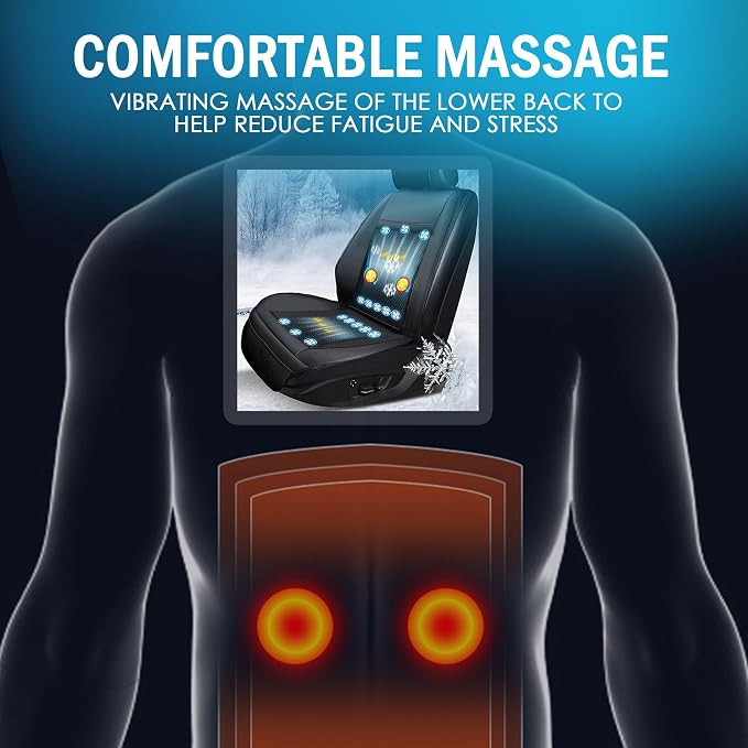 16 Fans 3 in 1 Cooling Massage Seat Covers for Cars,Cooling Comfortable Seat Cover, Universal Seat Cushion for Four Seasonsr&Massage (Black-3)