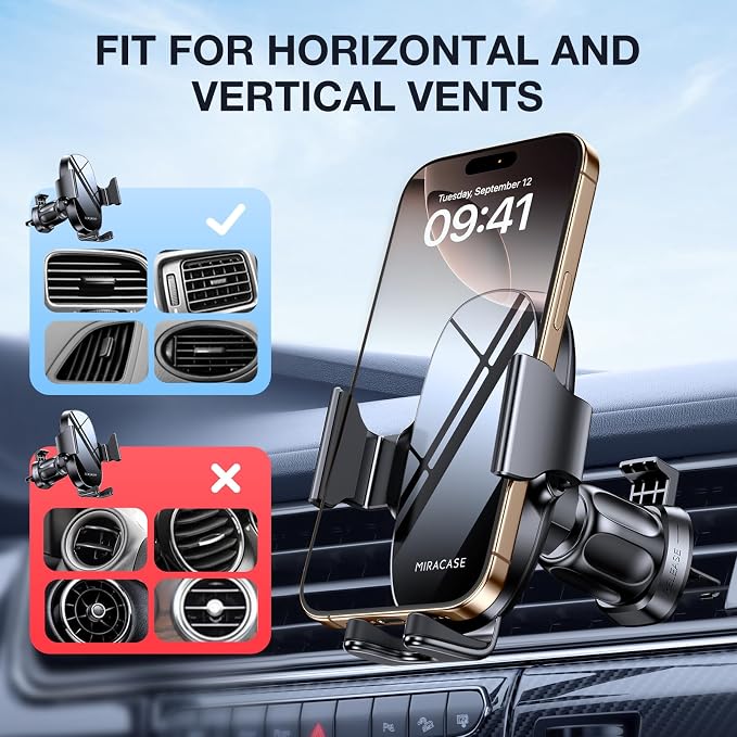 Upgraded-2nd Generation Universal Phone Holders for Your Car, Hands Free Air Vent Car Phone Holder Mount Compatible with iPhone 16/15/14/13/12/11 Series and All Phones