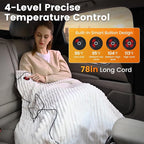 12V Electric Throw Blanket for Car – Soft Faux Fur & Cozy Sherpa with 2 Output USB Ports (1A +1 C) 4 Heating Levels & 4 Hours Auto Off, Machine Washable, 59" X 43", Beige