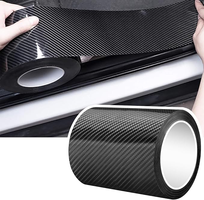 Car Door Edge Guards Door Sill Protector, 4In x 16.4Ft 5D Carbon Fiber Car Wrap Film, Vinyl Automotive Wrap Film Anti-Collision Fits for Most Car (Black)