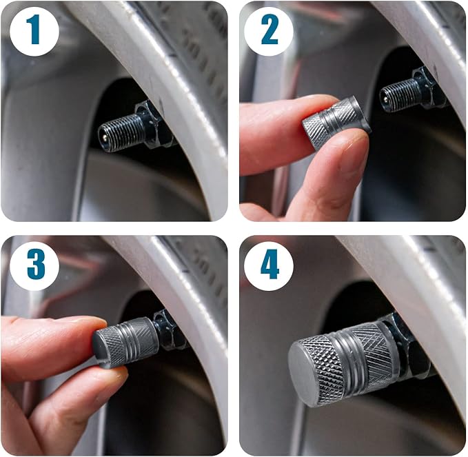 Tire Valve Stem Caps for Car Tires Air Caps Cover 8 Pack Corrosion Resistant Premium Alloy Leak-Proof Universal for SUV Truck Motorcycle Bike Gray