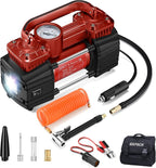 Heavy Duty Tire Inflator 12V Portable Air Compressor Pump 150PSI | 6X Faster Inflation Dual Cylinder Metal Air Pump with Led Light for Car, RV,Pickup Truck, SUV, Van,Camper, Air Bed,Balls