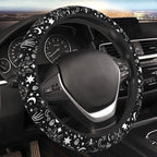 Skeleton Cat Pattern Steering Wheel Cover Non-Slip Auto Steering Wheel Protector Car Accessories Universal Fit 15 Inches for Men Women