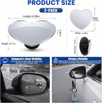 Blind Spot Mirrors 2 Pack, HD Glass Frameless Convex Side Mirror, Wide Angle Adjustable Stick On Blindspot Mirror for Car SUV Trucks, Universal Rear View Mirror Accessories, Heart