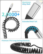 Coiled USB C to Lightning Cable for Car 2 Pack, 3FT Apple Carplay Cable, Short Retractable iPhone Charger Fast Charging Cord for iPhone 14 13 12 11 Pro Max Xs X Xr 8/Airpods