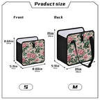 Car Trash Can Organizer Bin with Adjustable Strap for Back Front Seat Console Waterproof Leakproof Collapsible Portable 11 Inch Pink Vintage Roses with Leaves