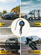 Digital Tire Inflator with Pressure Gauge, 200 PSI Heavy Duty Air Compressor Accessories, with 14'' Steel-Braided Hose Lock on Air Chuck and Quick Connect Coupler