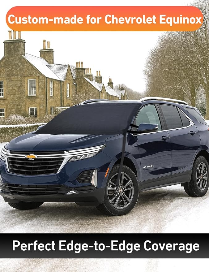 Car Snow Cover Compatible for Chevrolet Equinox | Windshield Cover for Ice and Snow with S-Hook Straps | Heavy-Duty 600D Oxford Winter Car Cover, Waterproof & Anti-Slip