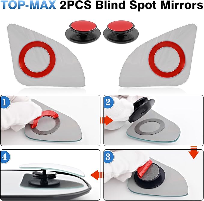 Convex Stick On Blind Spot Mirrors for Toyota RAV4 2013-2025 Corolla Cross 4Runner Tacoma Highlander - Custom Fitted Side Mirror Upgrade for Wider View & Driving Security - (Left & Right)