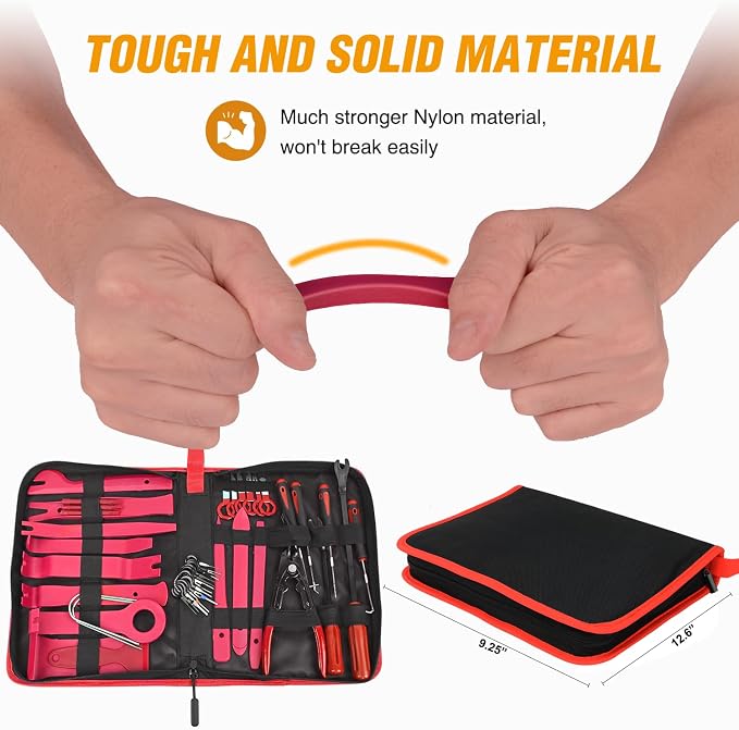 330Pcs Trim Removal Tool, Auto Push Pin Bumper Retainer Clip Set Fastener Terminal Remover Tool Adhesive Cable Clips Pry Kit Car Panel Radio Removal Auto Clip Pliers, Red