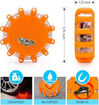 GP908B Emergency Rechargeable LED Road Flares Lights Kit Roadside Warning Car Traffic Safety Beacon Flashing Disc Flare 9 Modes Strobe with Magnetic Base for all vehicles，8 Pack