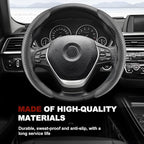 Universal Fit Carbon Fiber Steering Wheel Cover, Segmented Steering Wheel Protector, Carbon Fiber Anti-Skid Steering Wheel Cover Car Interior Accessories (2 Pcs Black)