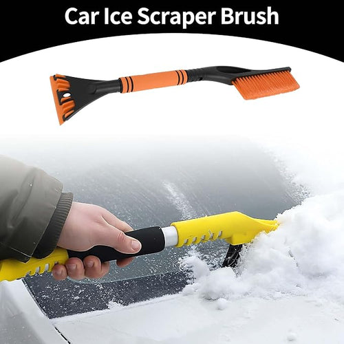 1pc 60x11cm Universal Car Ice Scraper Brush with Broom - SUV Snow Frost Remover for Car Truck RV Windscreen Side Window Anti Crash - Plastic Orange Snow Shoveling Defrost Clearing