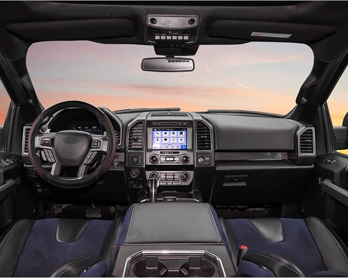 Customized Auto Car Steering Wheel Cover for Ford F-150, F-250, F-350, Expedition(Diamond Quilted - Black+Red)