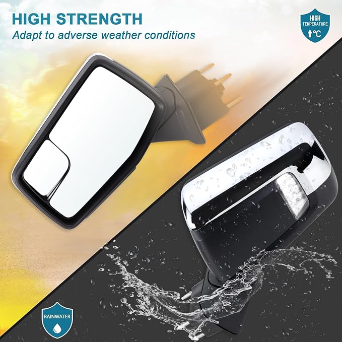 Left Driver Side Mirror Compatible With 2019-2024 Chevy Silverado 1500 With Power Glass Power Folding Heated Turn Signal Puddle Lights Mirror Memory Chrome Replace#84309683(13Pins)