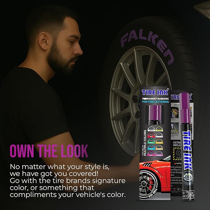 Purple Color Tire Paint Pen - Waterproof Permanent Paint pens for Car wheel Lettering | Car Wash Safe and Durable | Made in Japan (Pack of 1)