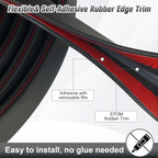 Rubber Edge Trim, 1/8" (3mm) Edge Trim, Flexible Self Adhesive U Channel Edge Protector for Glass, Mirror, Plywood, Steel Panel Sharp Edges, U Shaped Peel and Stick Trim, Black Color, 10Ft