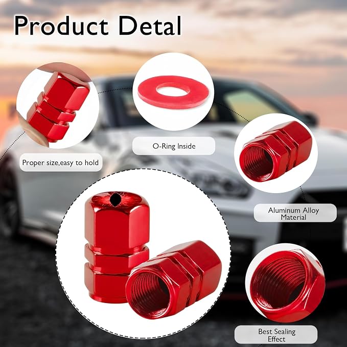 4Pack Beast Eyes Tire Valve Caps Universal Tire Air Cap Valves Stem Covers | Aluminum Alloy Rust-Proof Valve Stem Caps,for Auto SUV Truck Motorcycle Bicycle,Red Eyes Gifts for Women Mom Driver