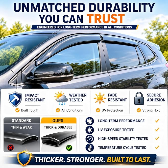 2018-2023 Tape-On Rain Guards for Chevrolet Chevy Traverse Side Window Visor Deflectors LS LT RS Premier True North High Country Durable Tinted Shades 2019 2020 2021 2022