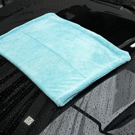 The Liquid8r - Absorbent 70/30 Blend Microfiber Drying Towel for Cars, Trucks, SUVs, Safe for Detailing + Scratch Free, Twist Loop, 1100gsm, 26.8in x 36.2in, Aqua Blue-MT037