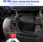 2 PCS Bling Car Seat Headrest Hooks, Crystal Rhinestone Back Seat Hanging Storage Organizer, Vehicle Seat Hanger Holder for Purse Handbag Coat, Interior Car Accessories (Black)