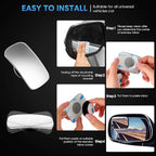 8 Pcs Blind Spot Car Mirror 360 Degree Adjustabe Glass Traffic Safety Rear View Mirror Convex Spot Frameless Adjustable Self Adhesive Angle for Larger Image Exterior Accessories (Rectangle)