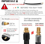 Locking Tire Chuck with Rubber Hose and Standard Tire Valve Fine Thread, Tire Inflator Pump Hose Adapter for Twist On Convert to Lock On Connection