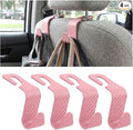 4PCS Car Seat Headrest Hooks, Auto Back Seat Hanger Holder, Durable Stylish Vehicle Organizer Universal Car Interior Accessories, Storage Hooks for Purses, Bags, Clothes (Carbon Fiber/Pink)