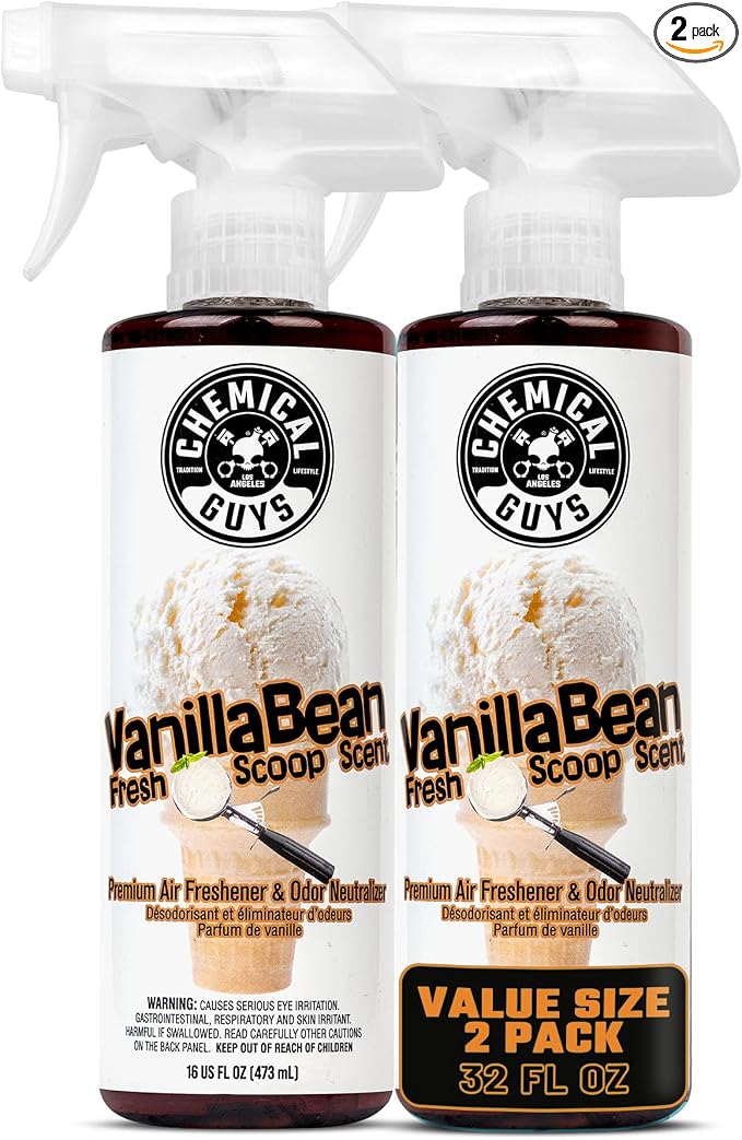 Vanilla Bean Air Fresh Scoop Air Freshener & Odor Neutralizer (2 x 16 Fl Oz) – Sweet Vanilla Scent Spray for Cars, Home & Office
