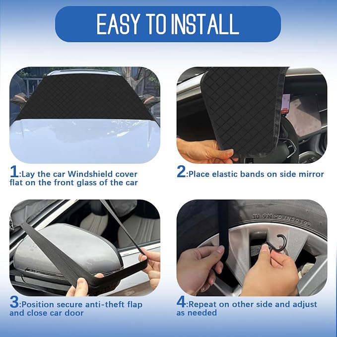 Windshield Cover for Ice and Snow, 600D Oxford Fabric Car Windshield Snow Cover, Anti-Frost Waterproof Winter Windshield Covers, Fits Most Cars SUVs Trucks Sedans