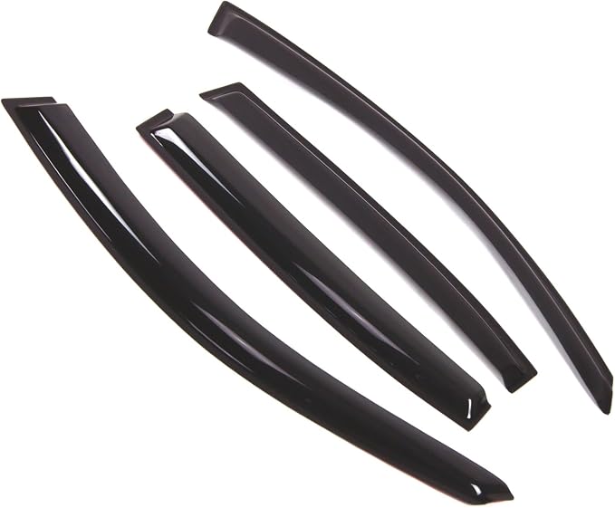 WD2-483 Dark Smoke 4 Pcs Set Window Visor (Outside Mount) Deflector Rain Guard Compatible with 2006-2011 BMW 325i 330i 335i