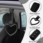 2PCS Heart Shaped Car Handle Straps, Rear Bumper Warning Keychain Ring for Car Exterior Accessories (Black)