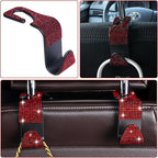 4PCS Bling Car Seat Headrest Hooks, Vehicle Back Seat Purse Handbag Hanging Holder with Crystal Rhinestone, Diamond Storage Organizer Hook,Bling Car Accessories for Women (Red)